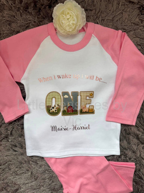 Farm theme ‘when I wake’ pjs from age 1-9 years old